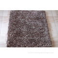 Microfiber Yarn Chocolate / Milky White Polyester Solid Color Rug, Modern Shaggy Rugs